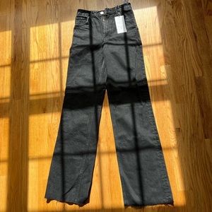 Black, high rise, wide leg zara jeans